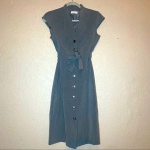 Calvin Klein Dress 2 Sheath Button Down Grey Cap